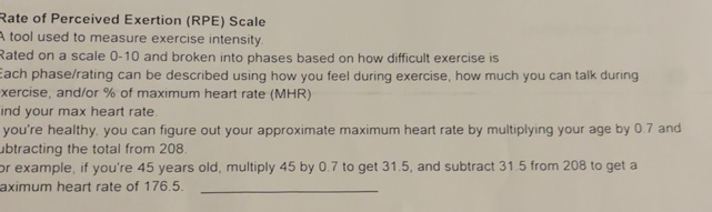 Solved: Rate of Perceived Exertion (RPE) Scale A tool used to measure ...