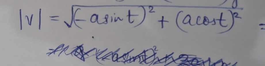 |v|=sqrt((-asin t)^2)+(acos t)^2=