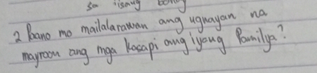 Bano mo mailalarawan ang uguayan na 
mayroom ang mga kacapi ang'youg Family?