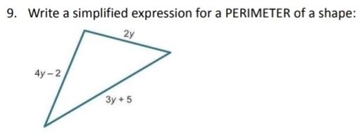 Write a simplified expression for a PERIMETER of a shape: