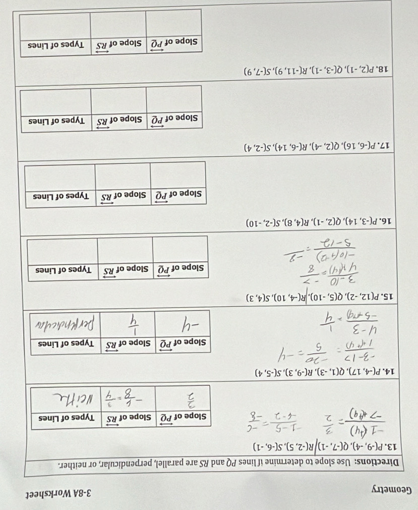 Geometry
3-8A Worksheet
D
1
1
1