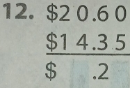 beginarrayr $20.60 $14.35 $.2endarray