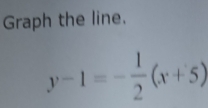 Graph the line.
y-1=- 1/2 (x+5)