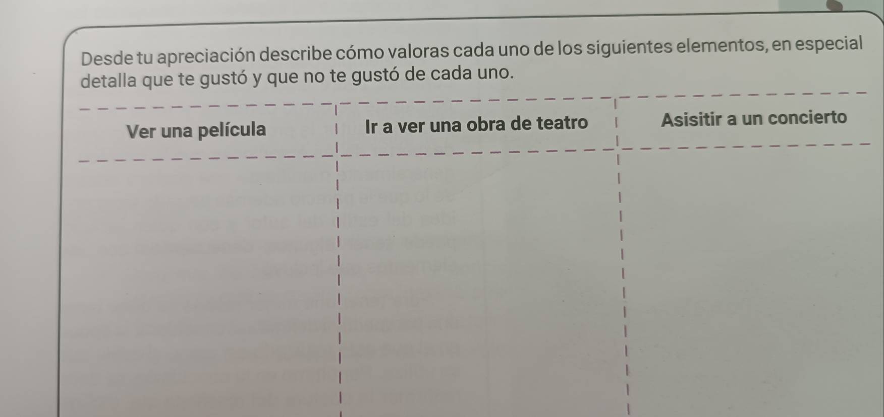 Desde tu apreciación describe cómo valoras cada uno de los siguientes elementos, en especial 
no te gustó de cada uno.