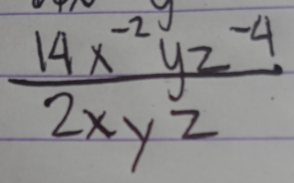  (14x^(-2)yz^(-4))/2xyz 