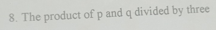 The product of p and q divided by three