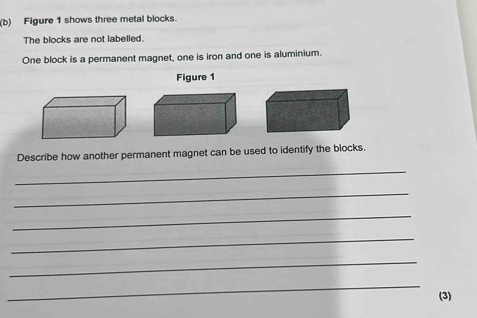 Solved: Figure 1 shows three metal blocks. The blocks are not labelled ...