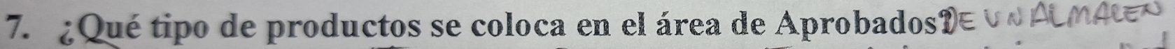 ¿Qué tipo de productos se coloca en el área de Aprobados?e υ ALMA