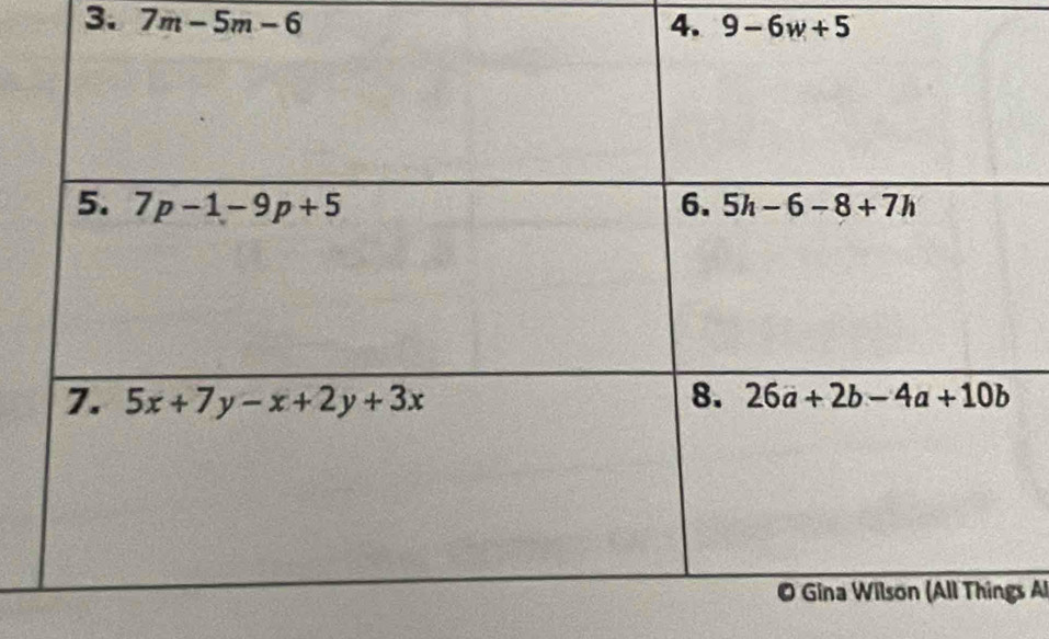 7m-5m-6 4. 9-6w+5
s Al