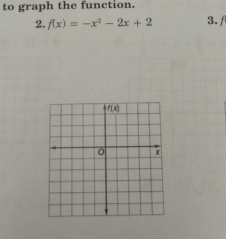 to graph the function.
2. f(x)=-x^2-2x+2 3. f