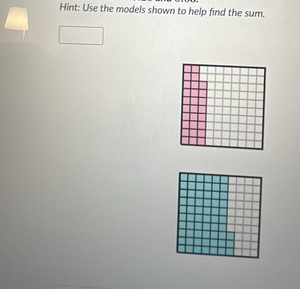 Hint: Use the models shown to help find the sum.