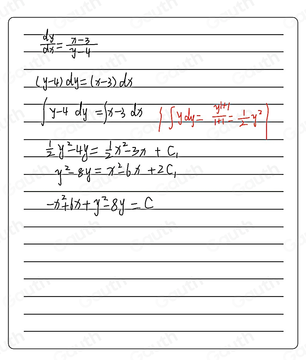 Solved: Use integration to find the general solution to the ...