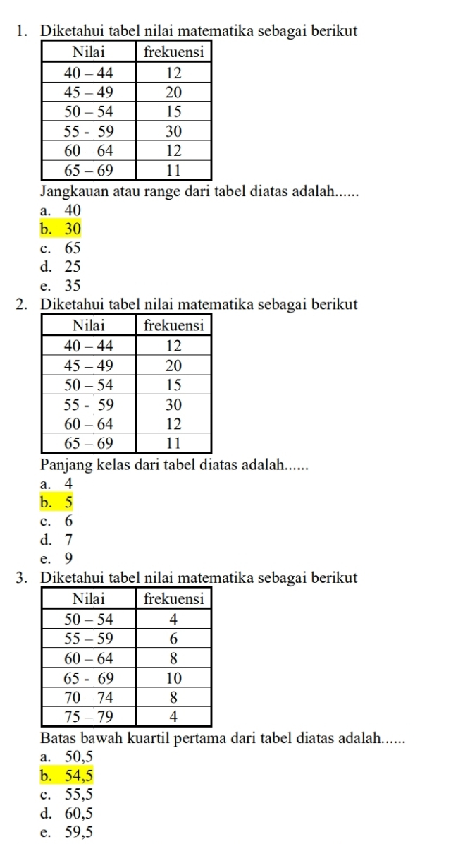 Telah dijawab:Diketahui tabel nilai matematika sebagai berikut ...