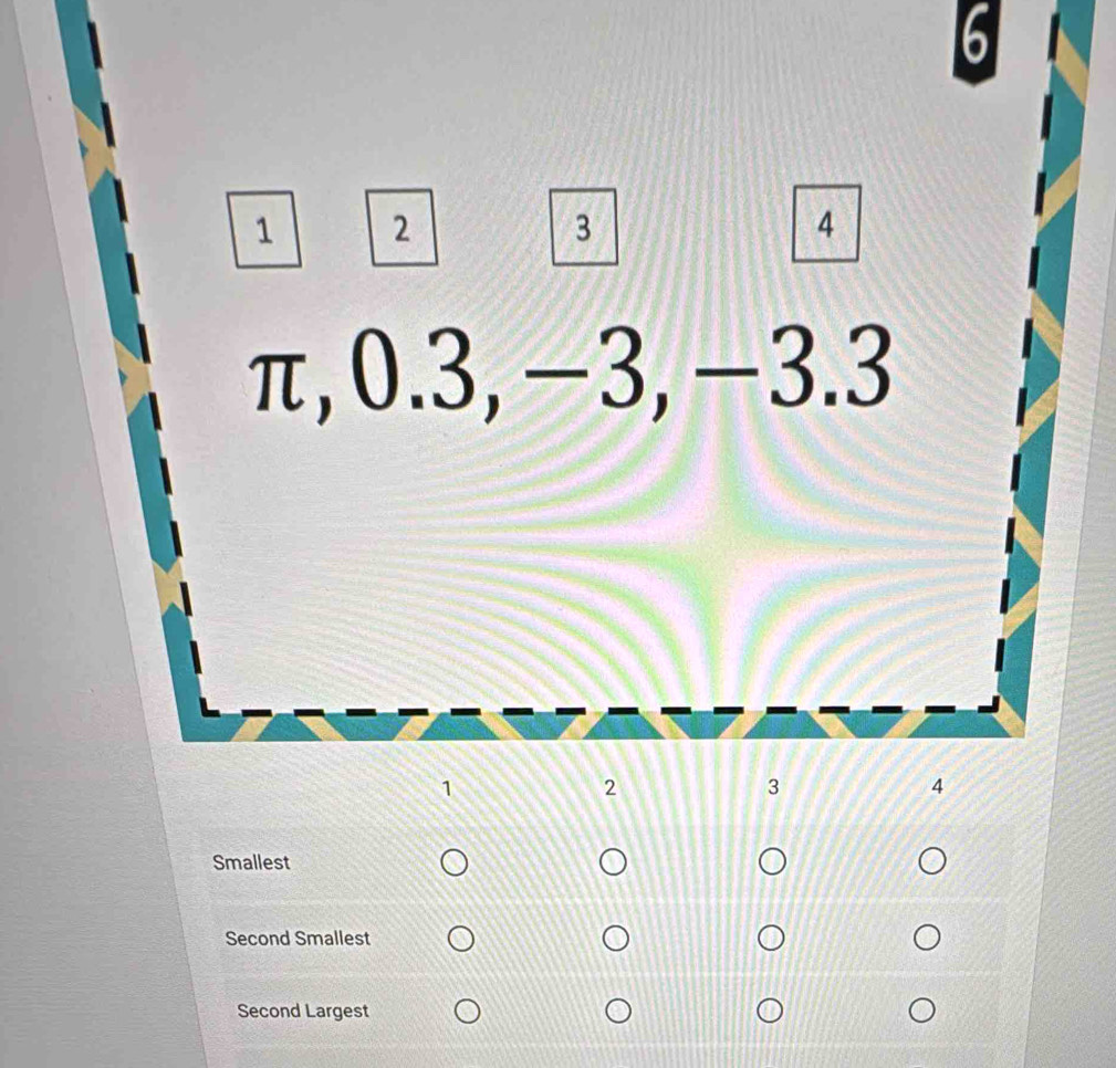 6 I
1 2
3
4
π, 0.3, −3, −3.3