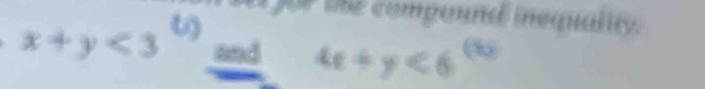 x+y<3</tex> 
a for the compound inequality. 
and 4x+y<6</tex> 7 2