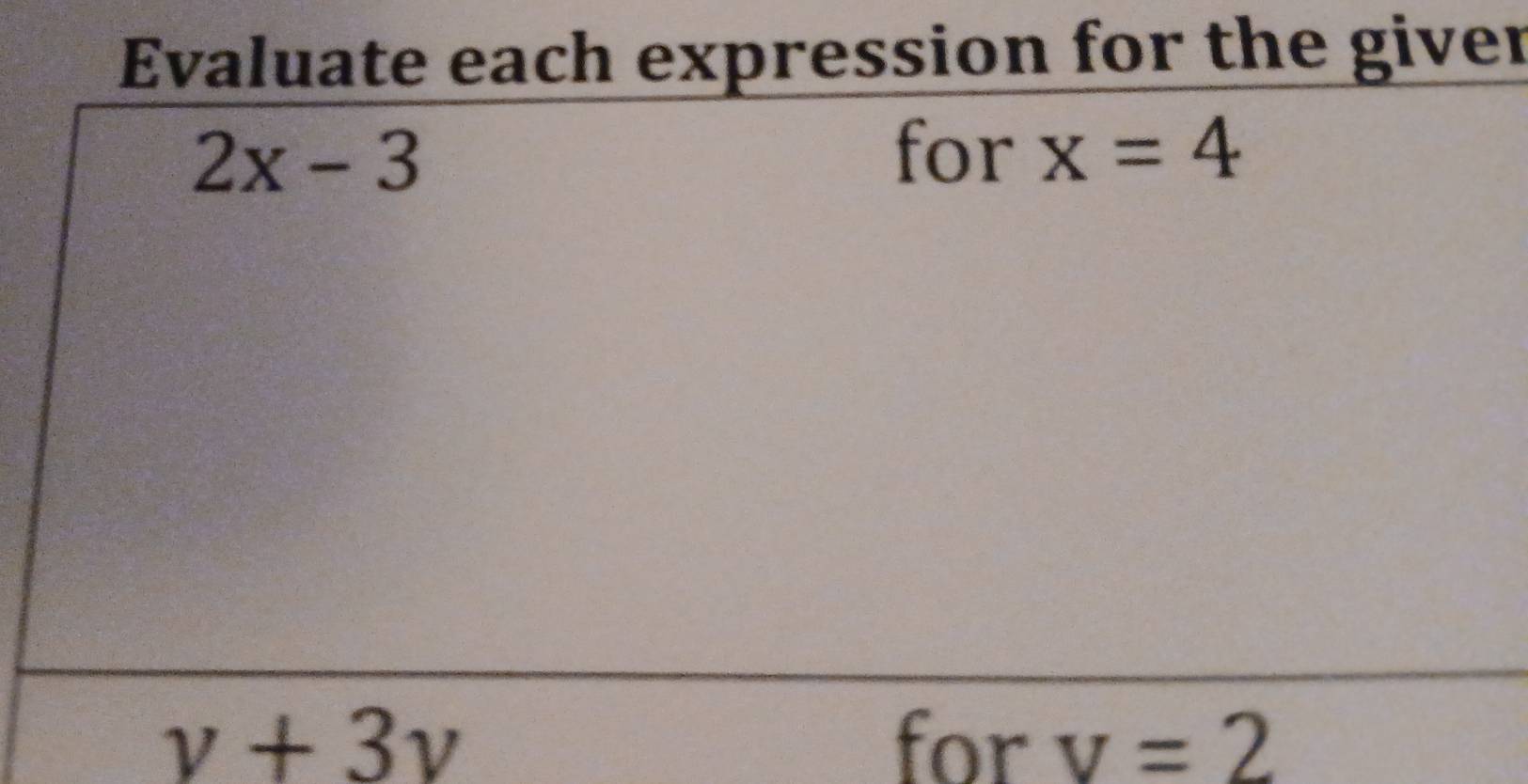 uate each expression for the giver