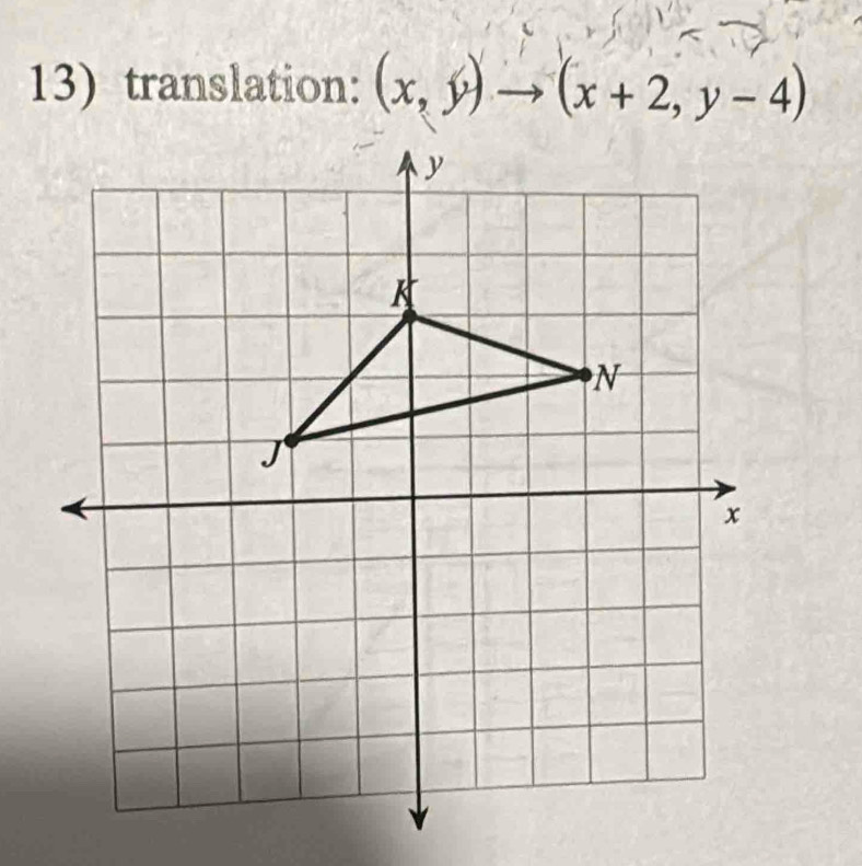 translation: (x,y)to (x+2,y-4)