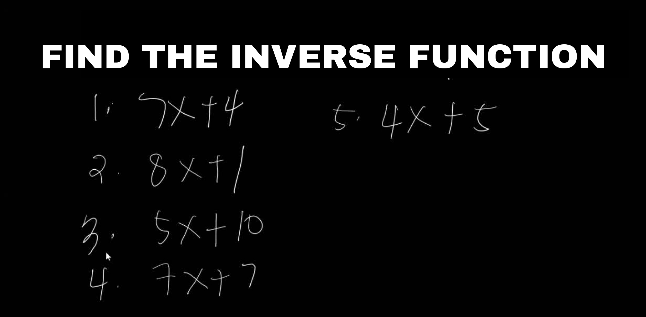 FIND THE INVERSE FUNCTION