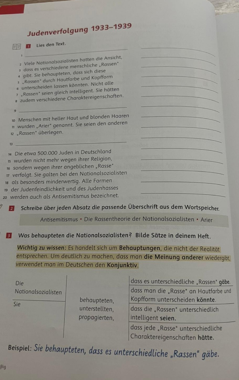Gelöst:Judenverfolgung 1933-1939 as D Lies den Text. 1 _ _ 2 Viele ...