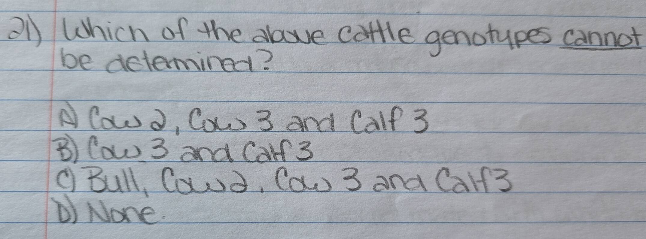 Solved: Which of the dave cotHle genotypes cannot be determined? ACowo ...