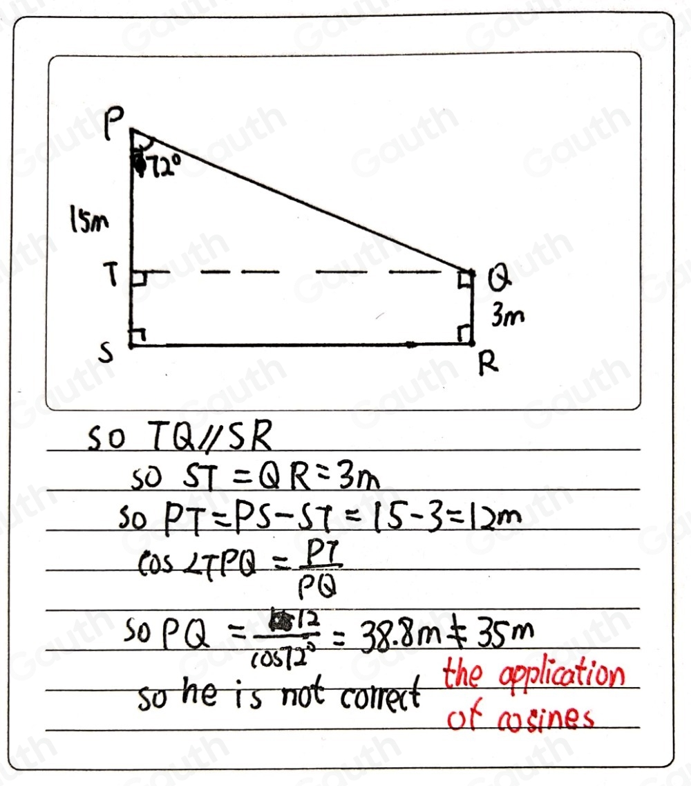 Solved: The diagram shows the design of the zip line structure at an ...