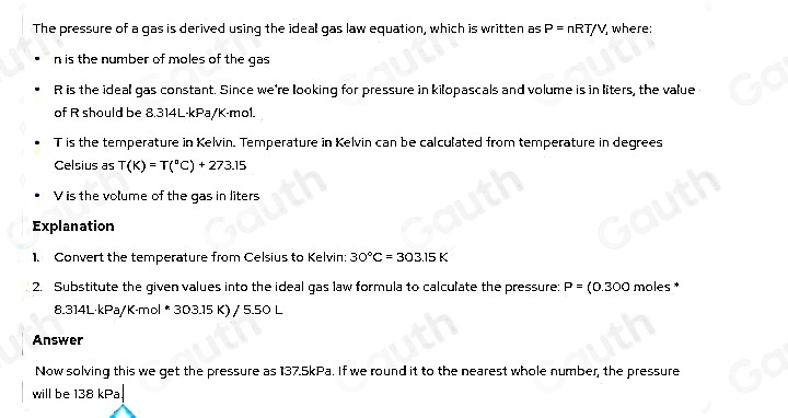 Solved: What pressure (in kPa) will be exerted by 0.300 moles of a gas ...