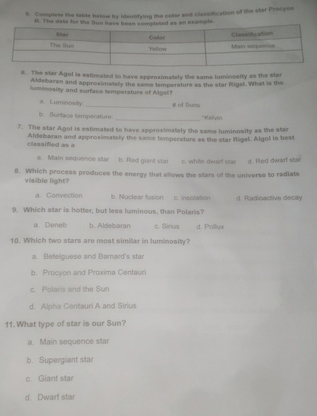 Solved: Complete the table below by identifying the color and ...