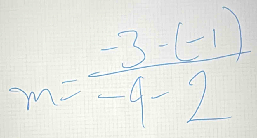 m= (-3)/-4 = (-1)/2 