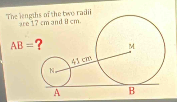 The lengths of the two radii 
are 1
AB=