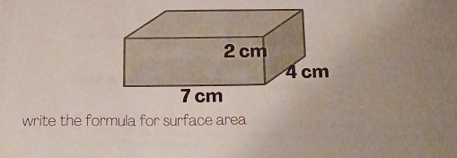 write the formula for surface area