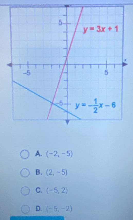 A. (-2,-5)
B. (2,-5)
C. (-5,2)
D. (-5,-2)