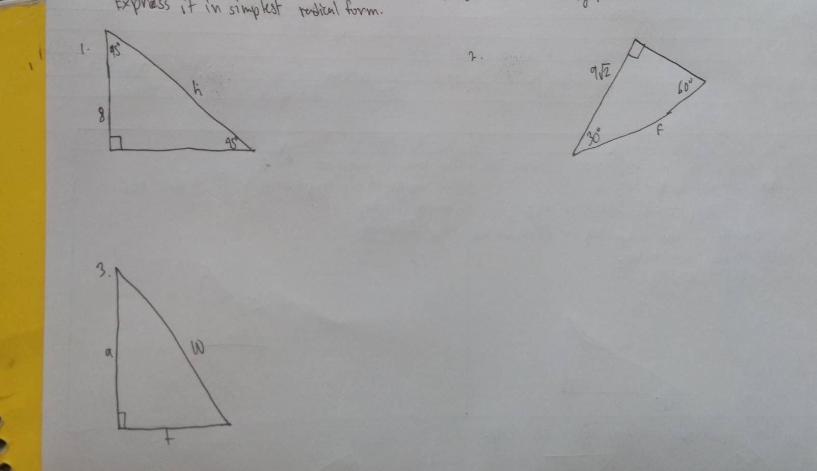 Solved: Express it in simplest radical form. 2. [Chemistry]