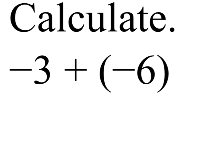 Calculate.
-3+(-6)