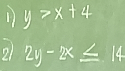 y>x+4
o 2y-2x≤ 14