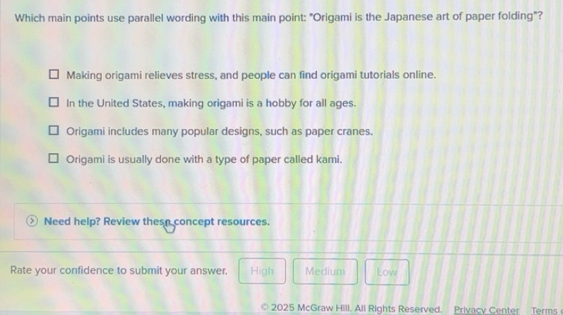 Solved: Which main points use parallel wording with this main point ...