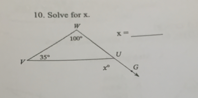 Solve for x.