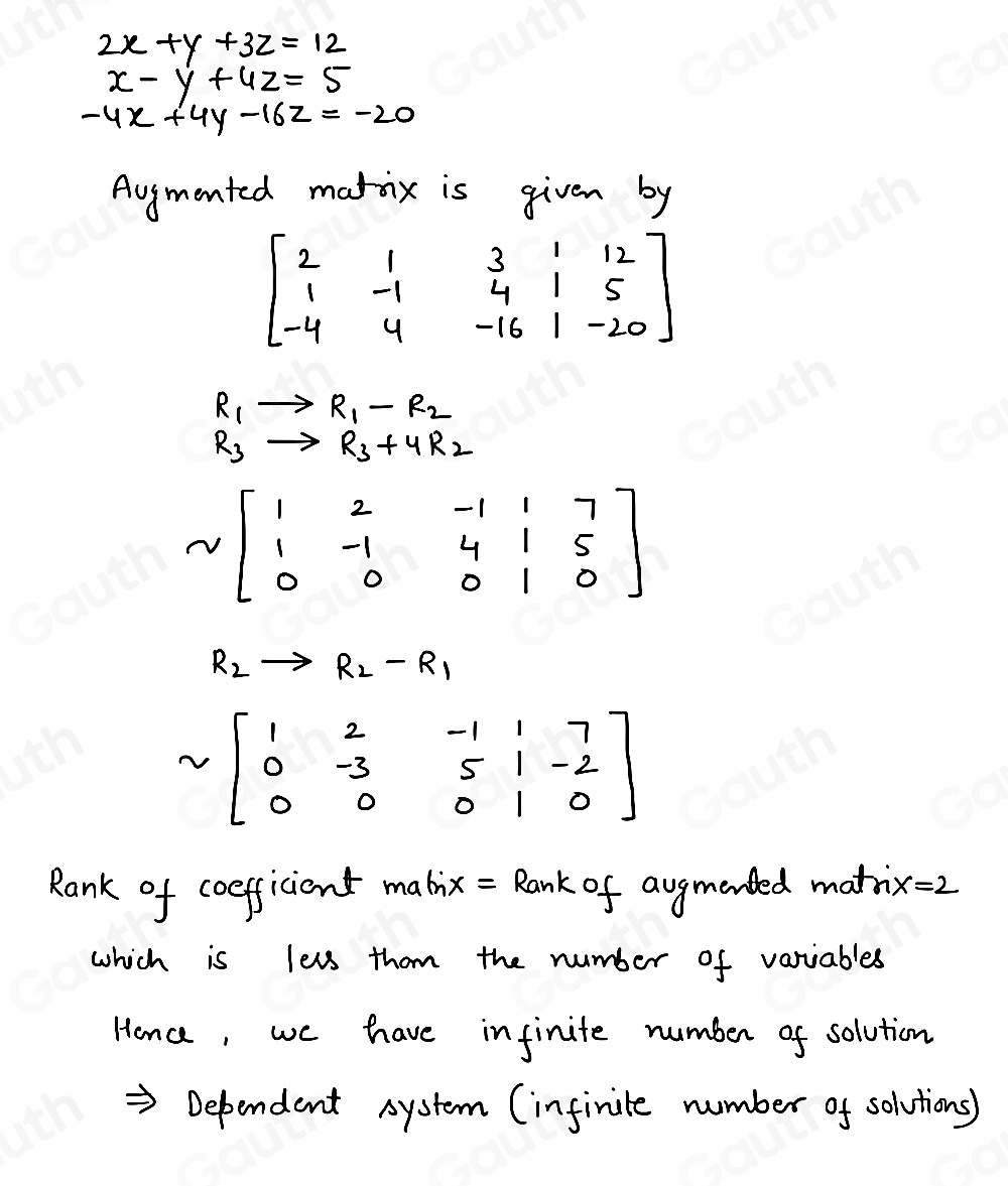 Solved: Solve the system. If there's no unique solution, label the ...