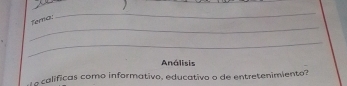 Ferna. 
_ 
_ 
_ 
Análisis 
no calíficas como informativo, educativo o de entretenimiento?