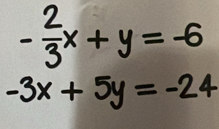 हx + y = -6
-3x + 5y = -2.