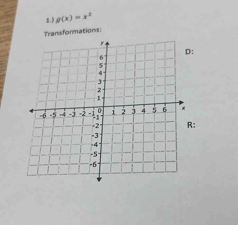 1.) g(x)=x^2
Transformations: 
: