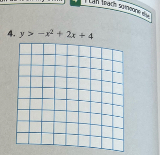 can teach someone else 
4. y>-x^2+2x+4