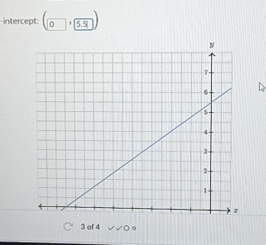 intercept: (0,5)
3 of 4 ○。