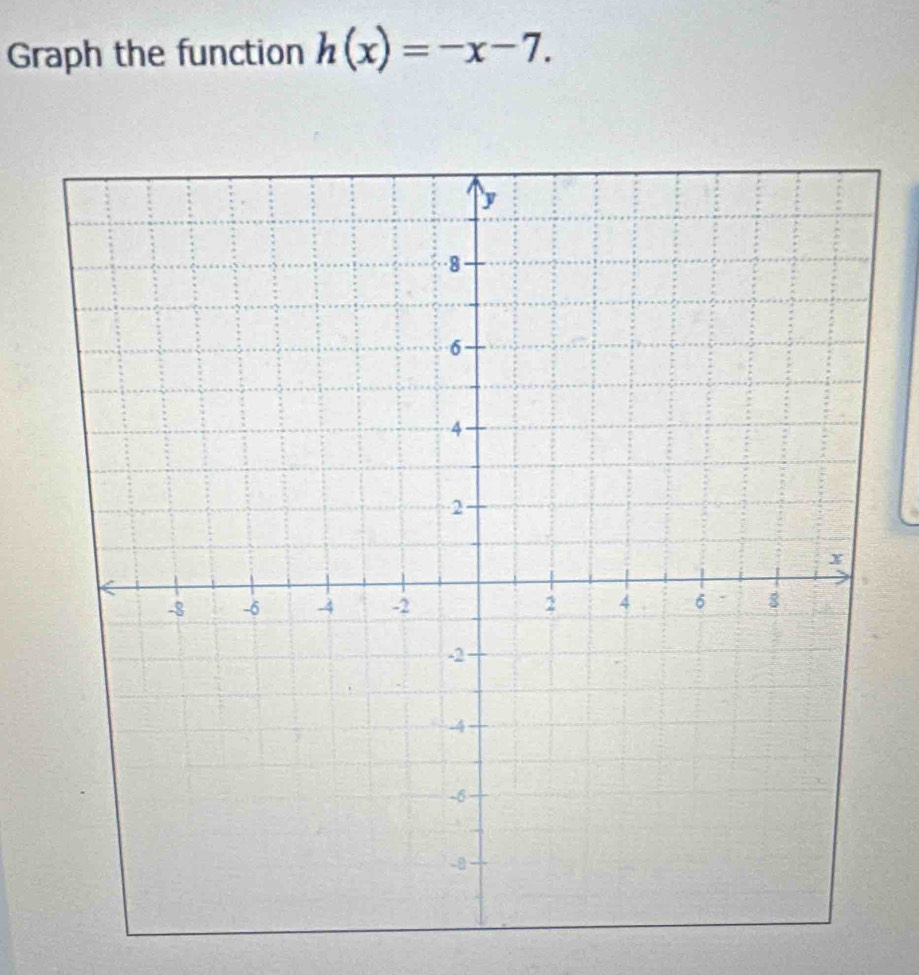 Graph the function h(x)=-x-7.