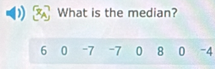 What is the median?
6 0 -7 -7 0 8 0 -4