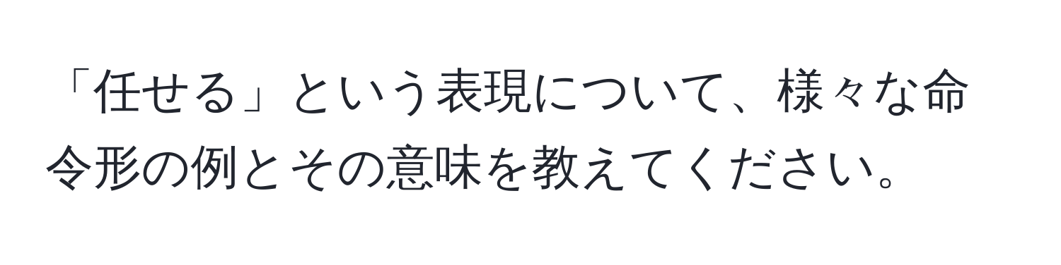 「任せる」という表現について、様々な命令形の例とその意味を教えてください。