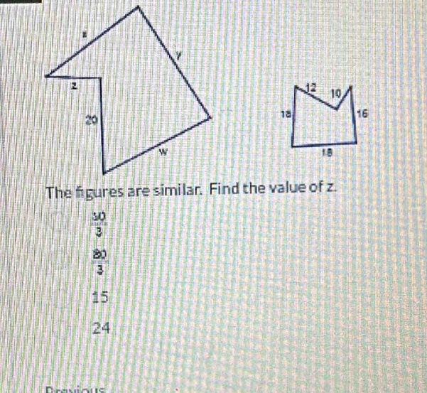 nd the value of z.
 50/3 
 80/3 
15
24
Dravious