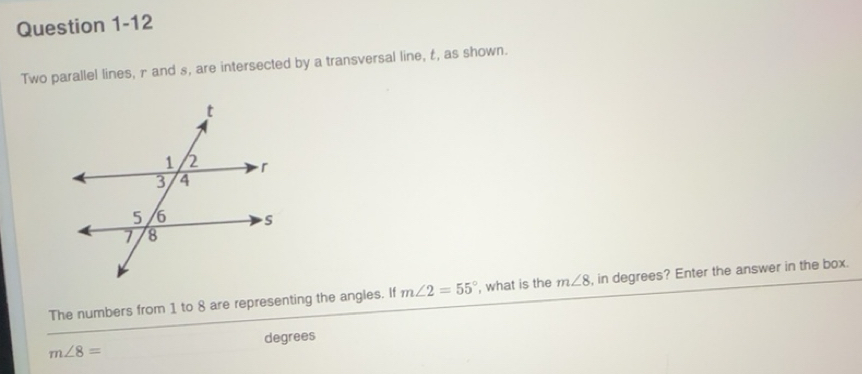 Solved: Two parallel lines, r and s, are intersected by a transversal ...