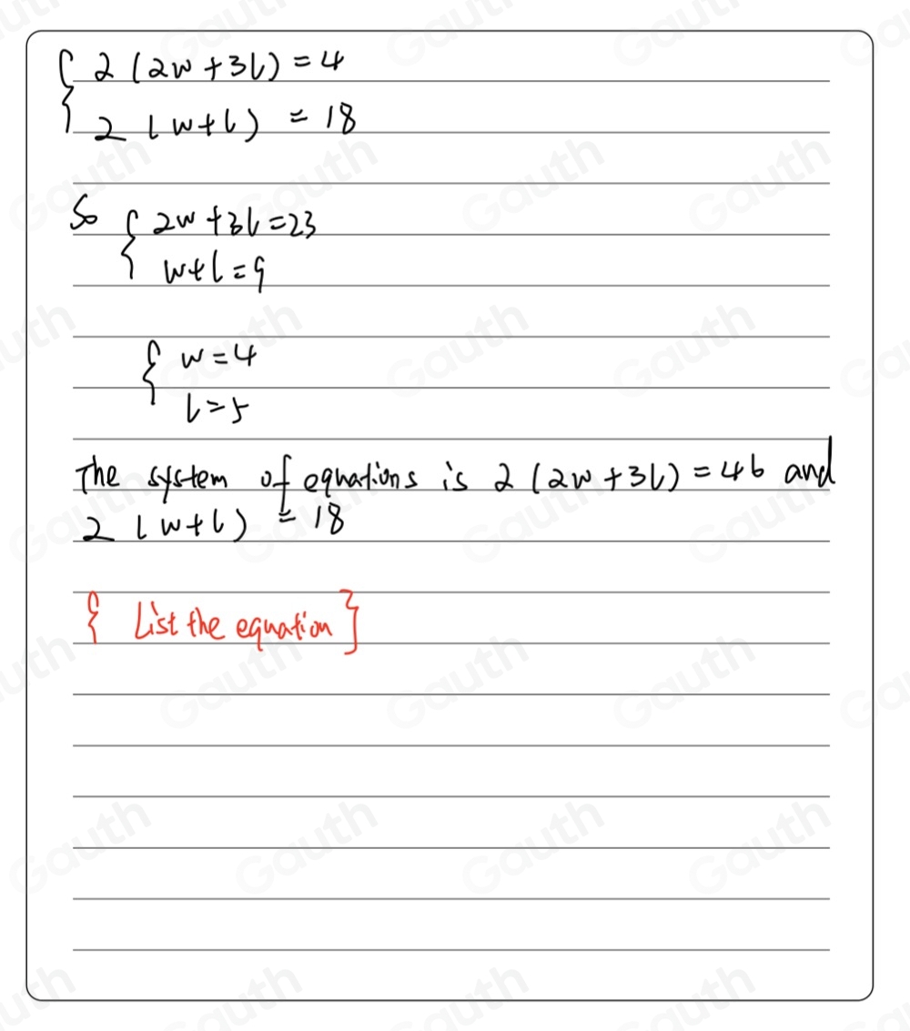 Solved: MATHEMATICAL CONNECTIONS A rectangle has a perimeter of 18 ...