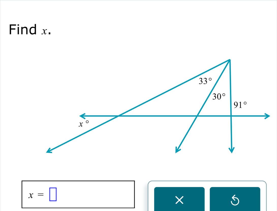 Find x.
x=□
×
S