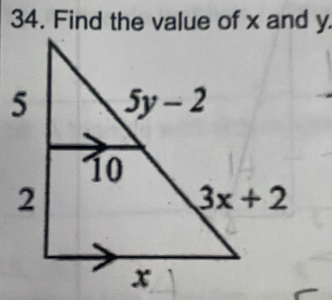 Find the value of x and y.